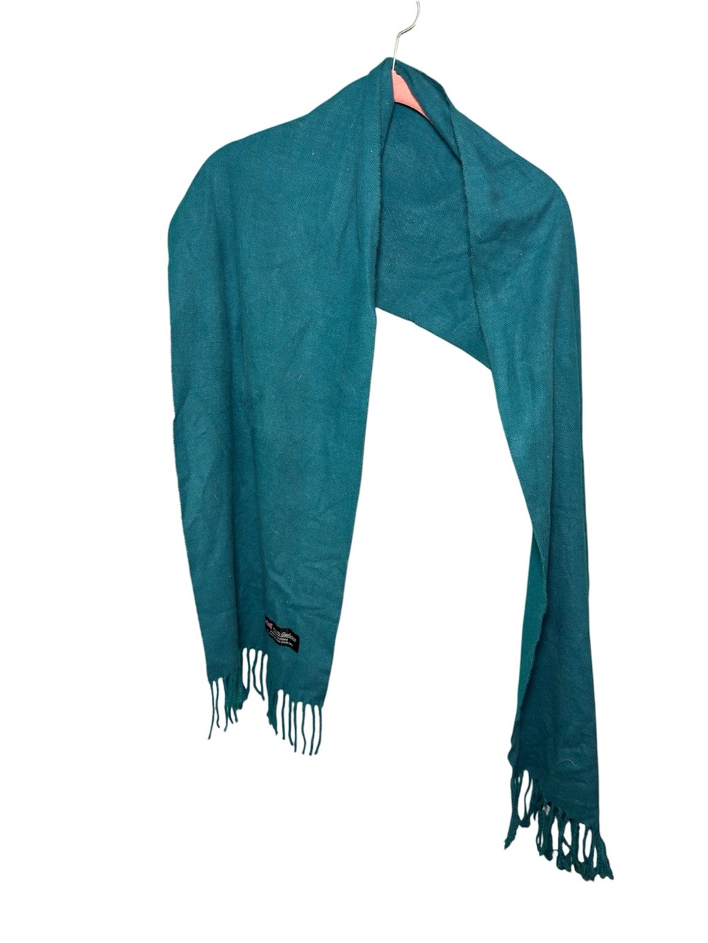 100% Cashmere Scarf Made In Scotland Teal Peacock Blue